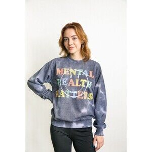 Smiley Womens Gray Desert Dreamer Mental Health Matters Tie Dye Sweatshirt Sz M